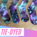 Tie-dye socks, ice-dyed purple and green pattern