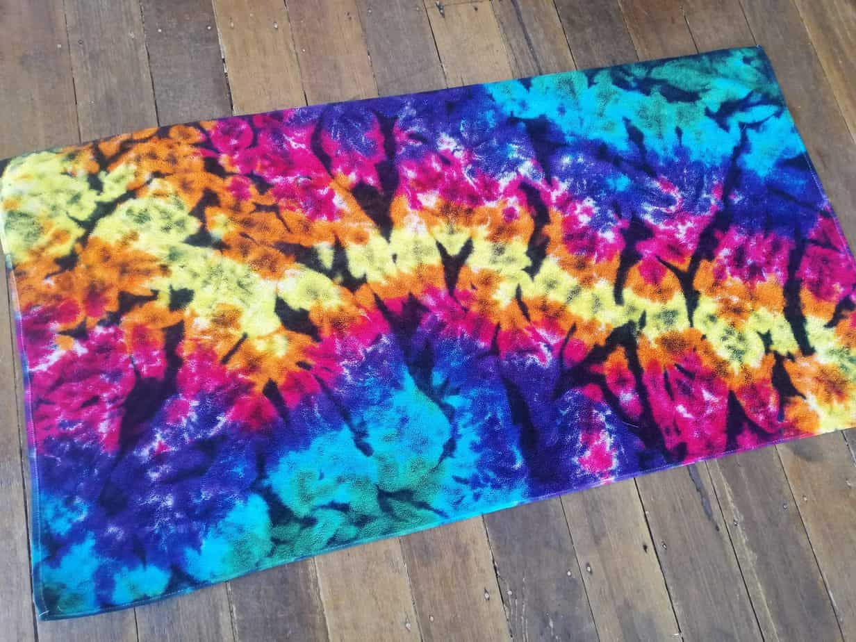 Rainbow galaxy tie-dye towel finished