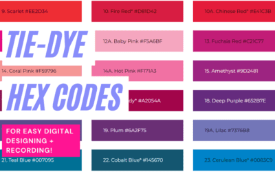Dharma Procion Dye Hex colour codes for easy digital design + recording!